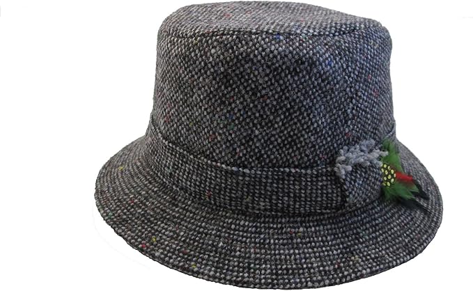 Amazon Co Jp Hanna Hats メンズ アイリッシュ ツイード ハット グレー ウール ツイード フェドーラ アイルランド製 スモール 服 ファッション小物