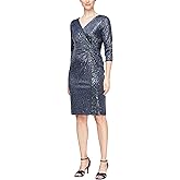 Alex Evenings Womens Short Cocktail Dress, Wedding Guest, Formal Event (Petite and Regular Sizes)