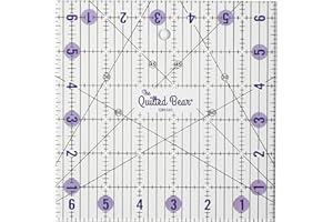 The Quilted Bear Quilting Rulers - Transparent Acrylic Non Slip Quilting, Patchwork & Sewing Ruler with Clear Black Lines & 30, 45 & 60 Degree Angles for Perfect Accuracy & Precision (6.5" x 6.5")