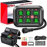Nilight 6 Gang Switch Panel System Integrated Circuit Control 12V Toggle | Relay Fuse DIY Label Stickers Dimmable Button w/Wiring Harness for LED Light Bar Rock Rear Lights Cars Trucks RV Boats