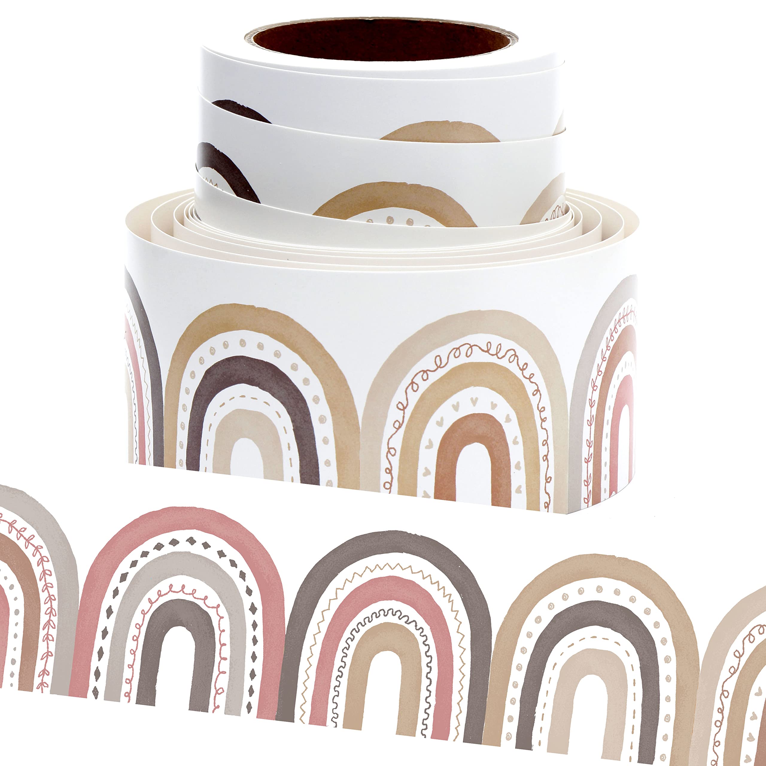 Youngever 16M Bulletin Board Borders Confetti Border for Classroom Decoration (Nostalgic Rainbow Design)