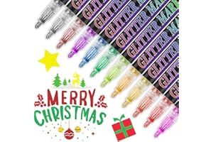 Celepen Glitter Marker Pens, 12 Colors Metallic Shimmer Glitter Markers Paint Pens, Glitter Art Marker for Kids Adults DIY Crafts Greeting Birthday Cards Making Poster Album Scrapbooking Wood