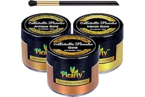 PLEARTY Gold Metallic Pigment Powder Set 60g Golden Mica Powder in 3 Gold Shades for Kintsugi Repair Kit DIY Art Crafts for Epoxy Resin Art Supplies & Polymer Clay