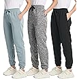 Real Essentials 3 Pack: Women's Fleece Jogger Sweatpants (Available in Plus Size)