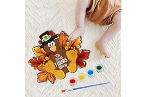 TRUMPETIC DIY Baby's First Thanksgiving Footprint Sign for Newborn, Wall Hanging Fall Autumn Keepsake Holiday Milestone Cards for Girl, Boy, Ideal Baby Shower Gifts, New Mom Gifts (My First Thanksgiving)