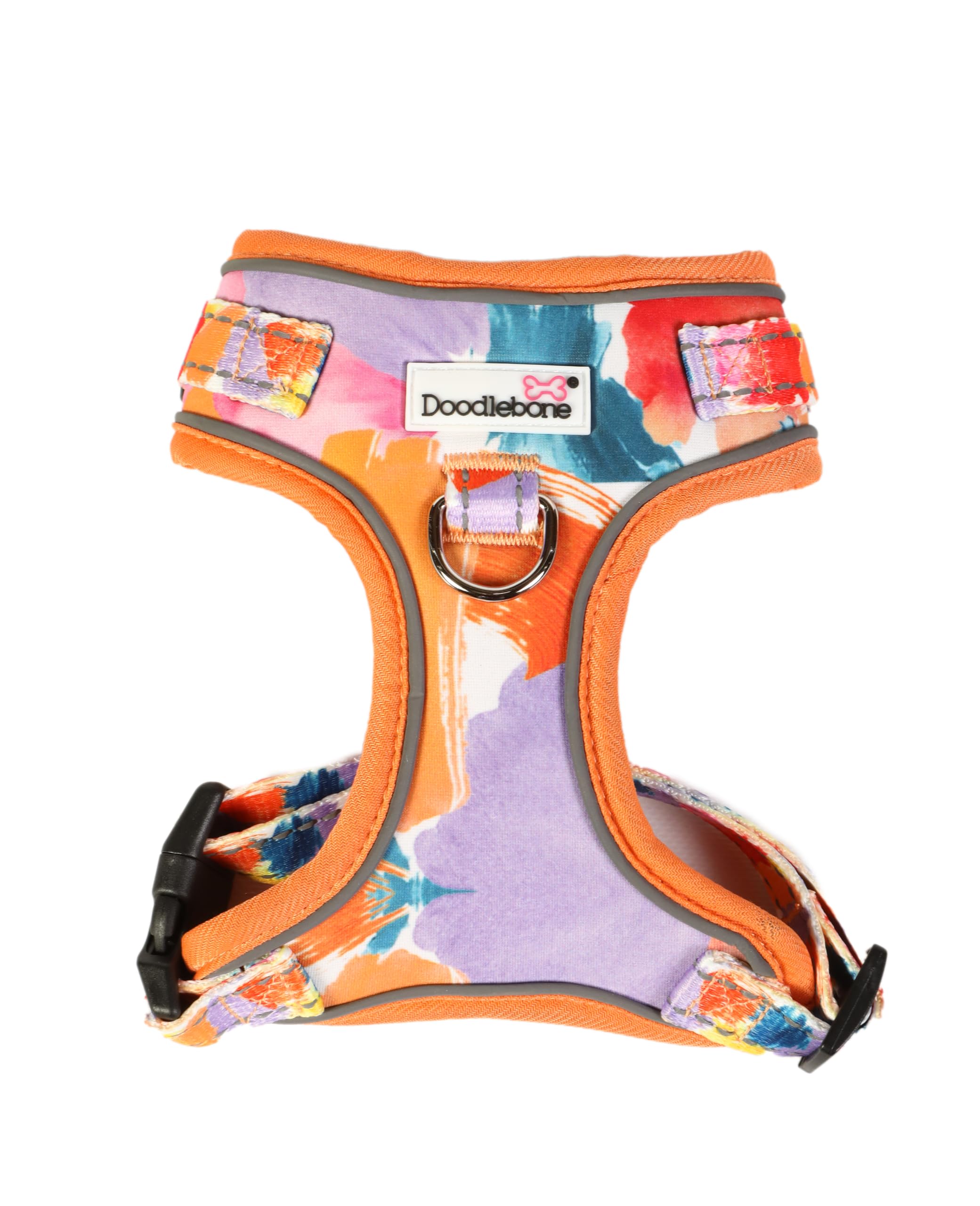 Doodlebone - Adjustable Airmesh Harness - Over Head Dog Harness with Adjustable Neck and Chest, Dual D Rings, Breathable Mesh and Reflective Trim for Everyday Walkies - Size 1-2 - Watercolour — image 1