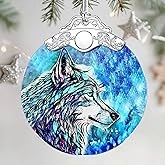 Stained Glass Ornament, Christmas Ornament, Hanging Ornaments for Home Decor & Christmas Tree Ornaments – Exquisite Holiday Decor, Xmas Gifts & Holiday Present - Wolf