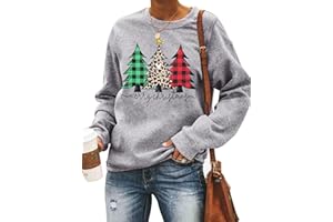 YI XIANG RAN Christmas Sweatshirts for Women Merry Christmas Plaid Pullover Sweatshirts Holiday Vacation Graphic Tees Tops