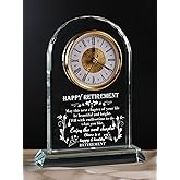 Retirement Clock Gift for Woman Men 2026, Happy Retirement Gifts for Teacher Friends, Best Retired Gift for Coworker Leaving / Going Away, Unique Funny Glass Plaque Ideal for Boss, Army, Doctor, Nurse