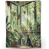 Ti Caldi Sunlight Garden Cats Blanket - Ultra Soft, Fluffy, Lightweight Flannel Throw Blankets for Couch, Bed, Travel, Outdoor - Cozy, Fuzzy Home Decor - Lush Plant and Black Cat Design 60×50 in