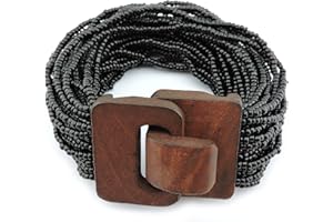 Coiris Multi Layers Seed Beads Wide Bangle Strand Bracelet for Women (BR1167)…