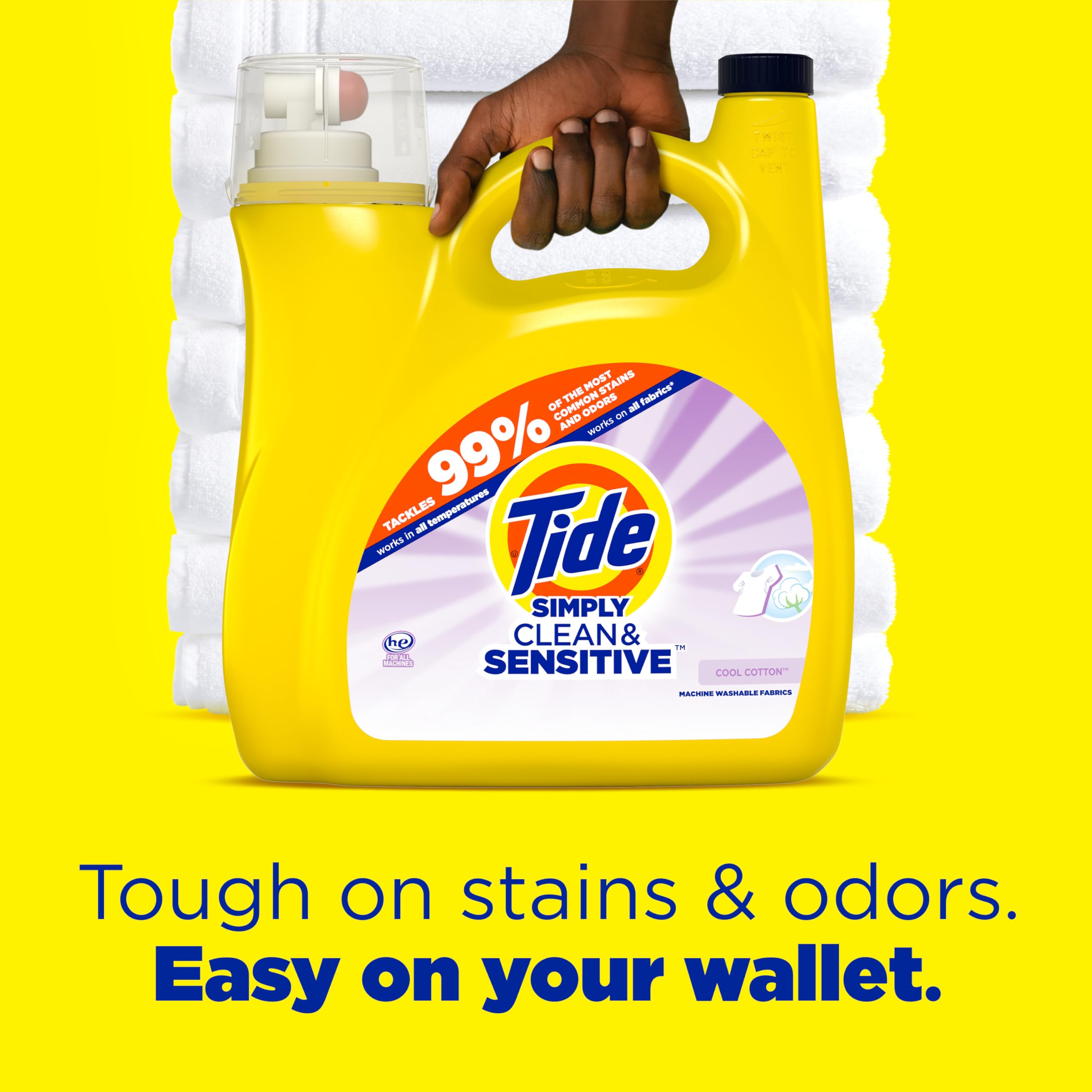 Tide Simply Clean & Sensitive Laundry Detergent, Cool Cotton Scent, 89 Loads, 117 Fl Oz, Tide Laundry Detergent, Laundry Soap