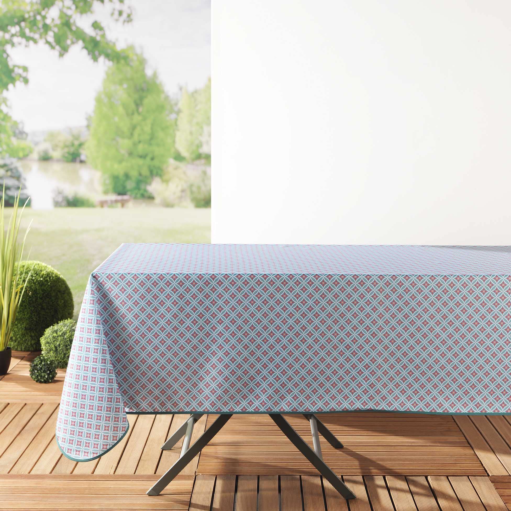 Douceur d'Intérieur, Rectangular Tablecloth 150 x 240 cm Polyester Havana Mint Green