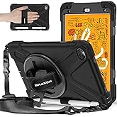 BRAECNstock for Apple iPad mini 5/4 Case 2019/2015 7.9", Shockproof Protective Cover with Pencil Holder, Rotating Hand Strap & Stand, Shoulder Strap, Case for iPad mini 5th/4th Generation, Black