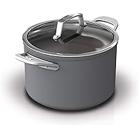Ninja Foodi NeverStick Premium Hard-Anodized 6 1/2-Quart Stock Pot with Glass Lid, slate grey, C30465