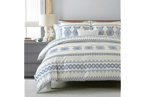 Bedduvit Cotton Duvet Cover Queen - Boho Queen Duvet Cover for All Season,3 Piece Striped Summer Duvet Cover Queen Size with Zipper Closure & 8 Ties (90"x90", No Comforter)