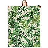 VODRM Tropical Green Leaves Blanket Lush Botanical Leaf Throw Blankets with Plant,Birthday Gifts for Girls Women & Nature Lovers,Lightweight Soft Fleece,for Sofa Couch Bed Room Decor 50x60in