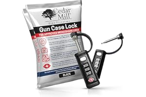 CEDAR MILL FINE FIREARMS TSA Approved Tactical Gun Case Lock - Protective Rubber Sleeve & Cut-Resistant MonoShaft - Secure Single Shaft Padlock for Guns Luggage Rifles Pistols & Revolver Cases - Child Safe