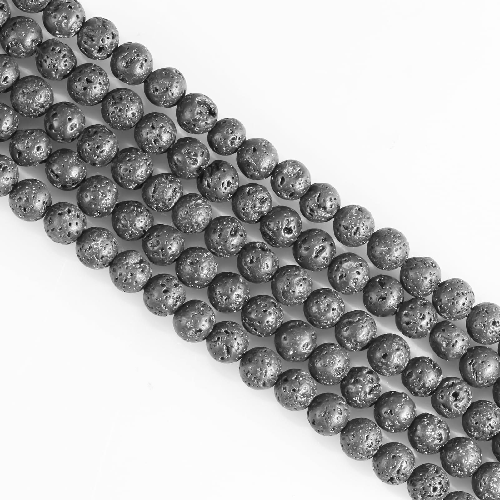 Crystal Beads for Jewelry Making - 4mm Round, 85pcs Lava Rock Gemstone Stone Beads — image 1