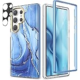 Chvelop for Samsung Galaxy S23 Ultra Case with Bumper [No Screen Protector] + Camera Protector, TPU Shockproof 360° Protection, Glossy Fade-Resistant Pattern Phone Cases Cover for S23 Ultra, Blue