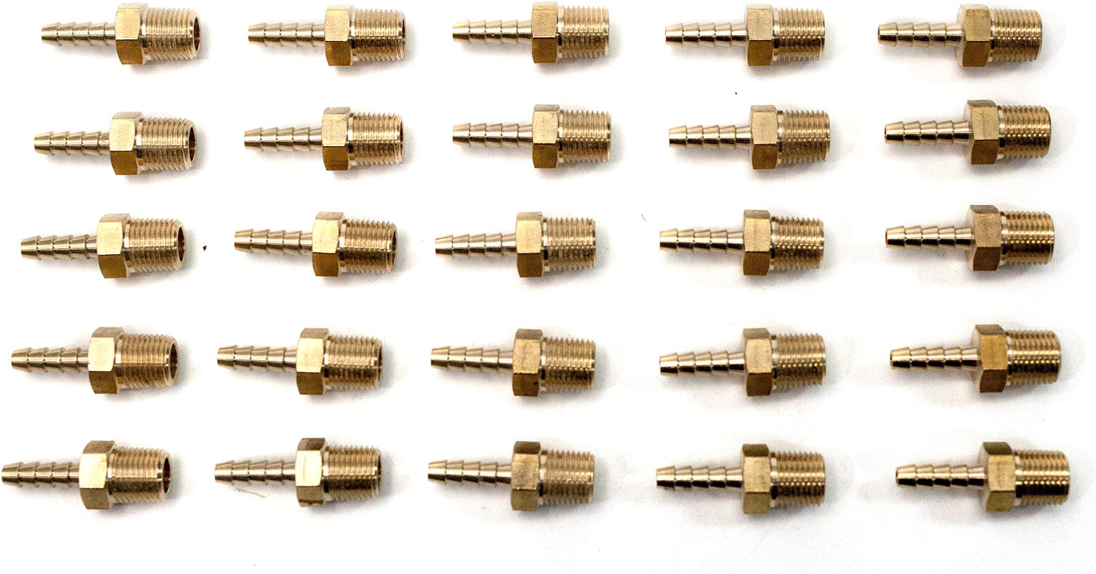 Generic Brass Barbed Fitting Coupler/Connector 1/8" Hose Barb x 1/8" Male NPT (Pack of 25)