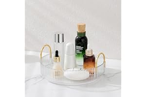 Perfume Organizers Lazy Susan Bathroom Counter Makeup Organizer and Storage with 360 Rotating Spinning 9 inch - 1 Tier Clear