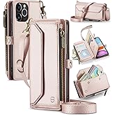 Strapurs Wallet Case Compatible with iPhone 11 Pro Max RFID Blocking 10-Card Holder Soft PU Leather Magnetic Snap Shoulder Strap Zipper Pocket Phone Case Fit for iPhone 11 Pro Max - Rose Gold