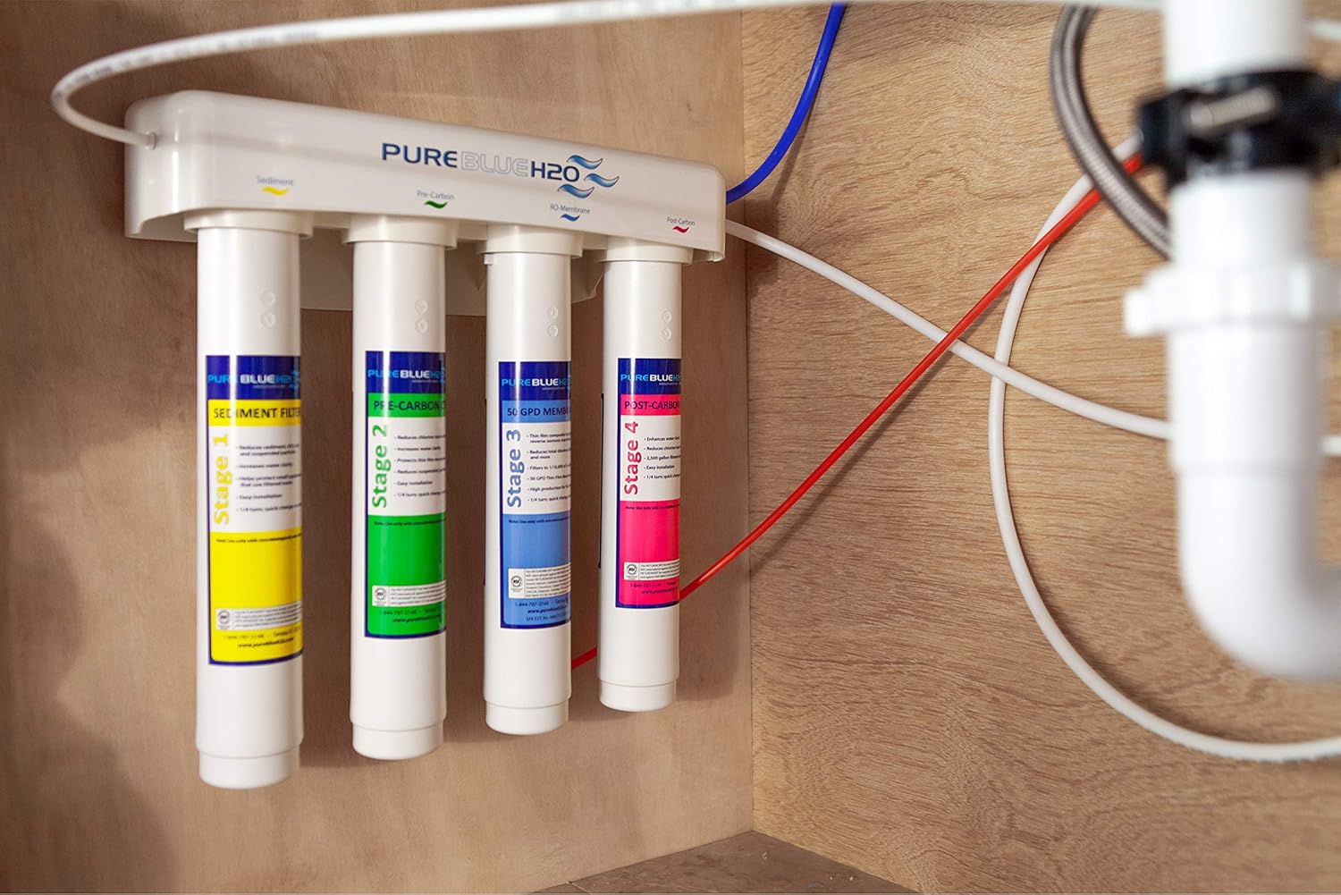 Pure Blue H2O Four Stage Reverse Osmosis Water Filtration System: Industrial & Scientific