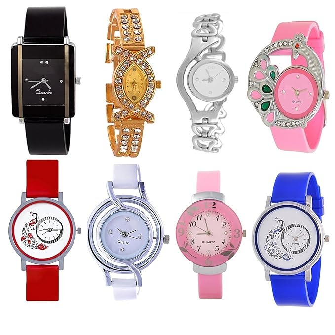 NUBELA Analog Multicolor Watches for Girls Womens Pack of 8