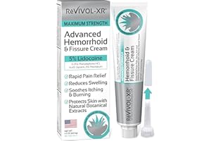 REVIVOL-XR Advanced Hemorrhoid Treatment. 5% Lidocaine + Shrinks + Protects Skin + Aloe + Witch Hazel + Botanicals, External & Internal Use. Most Complete OTC Ointment & Fissure Cream, Fast Relief, Made in USA.