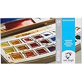 Van Gogh Watercolor Paint Set, Plastic Pocketbox, 24-Half Pan General Selection