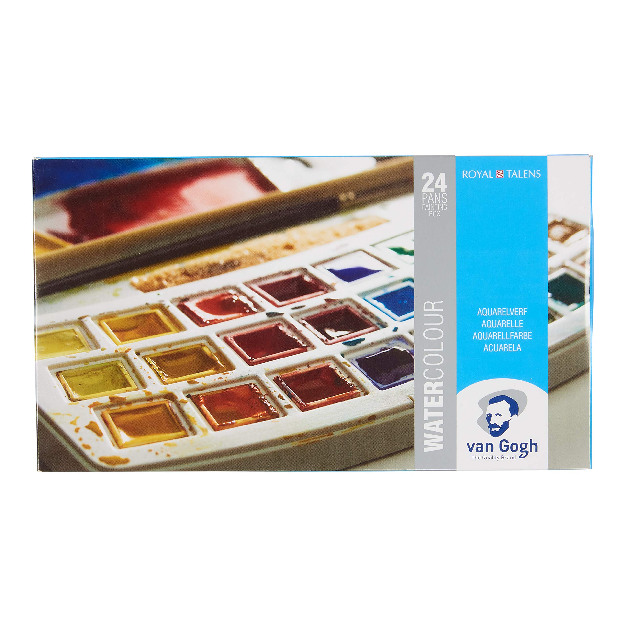 Van Gogh Watercolour Paint Set, Plastic Pocketbox, 24-Half Pan General Selection