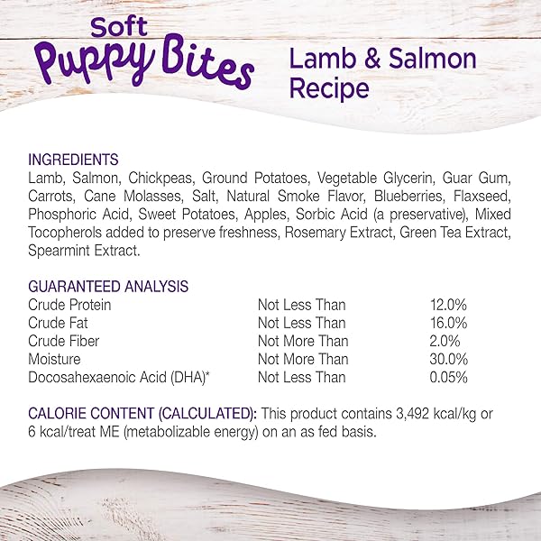 WELLNESS PUPPY TREATS, NATURAL, TRAINING TREAT, GRAIN FREE, SOFT LAMB & SALMON (8 OUNCE BAG)