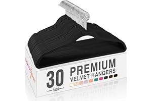 HOUSE DAY Black Velvet Hangers 30 Pack, Felt Hangers Space Saving Clothes Hanger, Non Slip Hangers Coat Hanger with 360 Degre