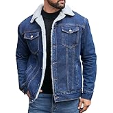 ABSECAI Men's Sherpa Lined Trucker Jacket Winter Fleece Lined Denim Coats Slim fit Casual