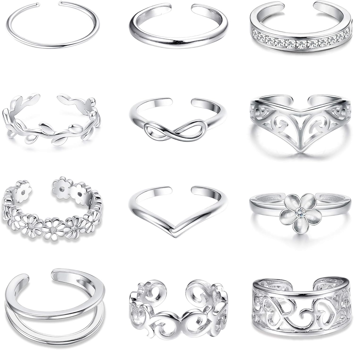 MILACOLATO 812Pcs Adjustable Toe Rings for Women Girls Various Types