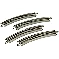 Bachmann Trains E-Z TRACK REVERSING 18" RADIUS CURVED (4/card) - NICKEL SILVER Rail With Grey Roadbed - HO Scale