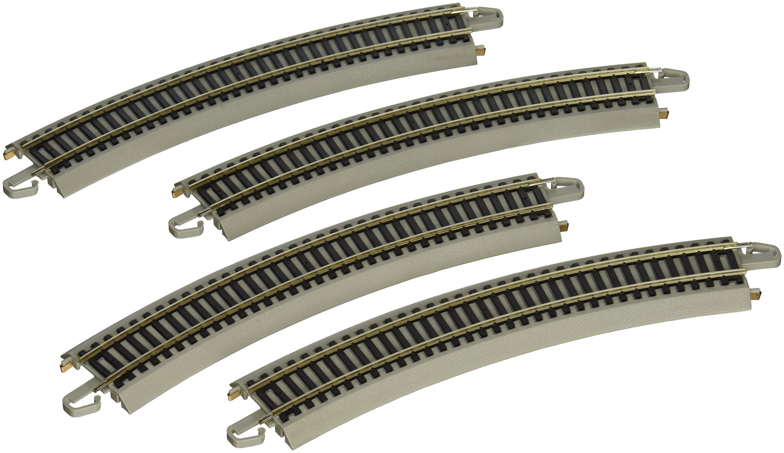 Bachmann Trains E-Z TRACK REVERSING 18" RADIUS CURVED (4/card) - NICKEL SILVER Rail With Grey Roadbed - HO Scale