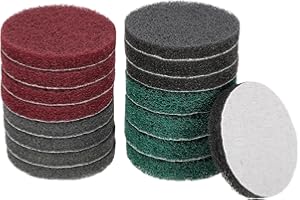 HARFINGTON 4pcs Scrubber Scouring Pads 180 400 800 1200 Grits 3 Inch Drill Power Brush Hoop and Loop Surface Conditioning Dis