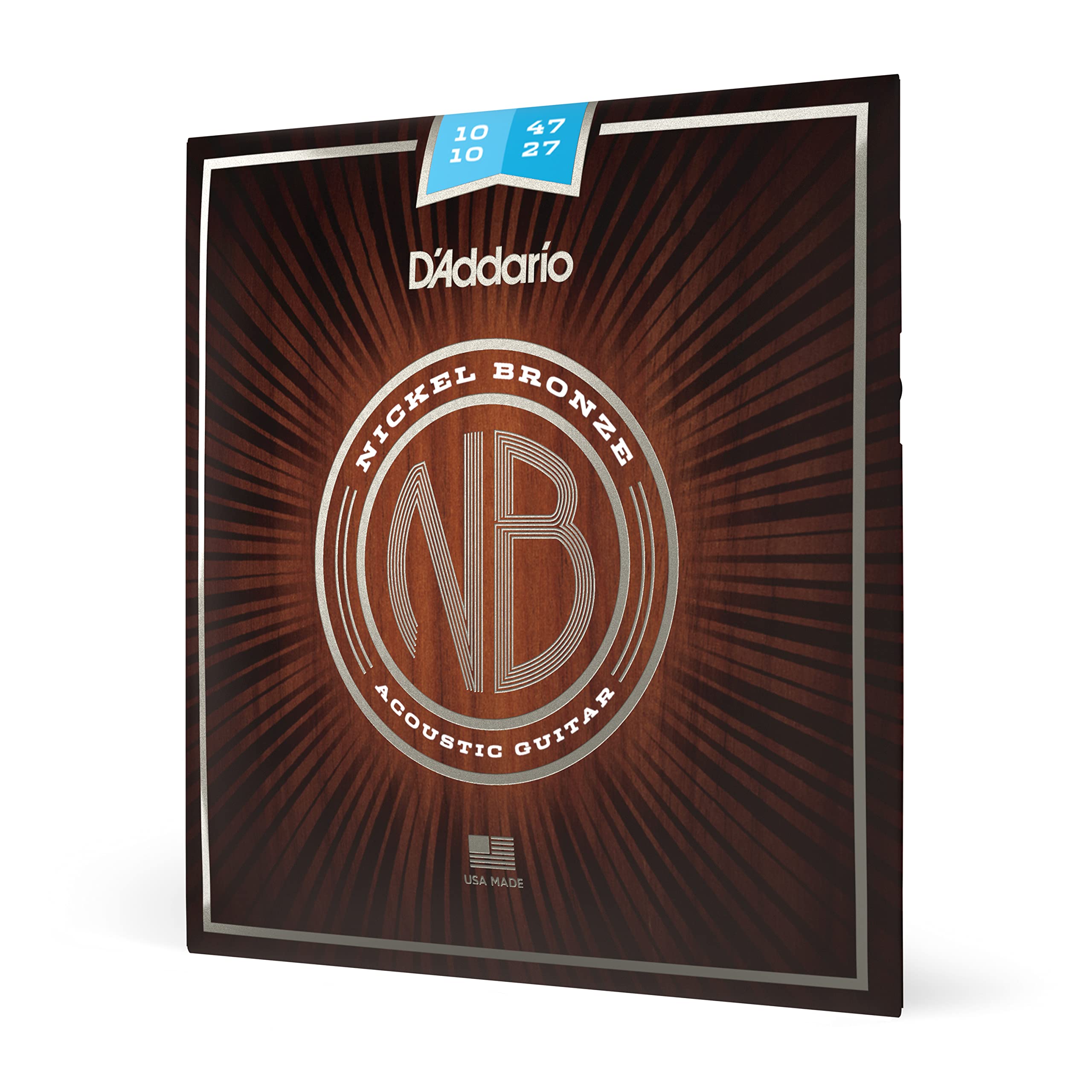 D'Addario Acoustic Guitar Strings, Nickel Bronze, NB1047-12, Light Gauge 10-47, 12-String Set, Pack of 1