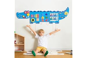 nigwet Crocodile Sensory Toys Activity Wall Panels, Educational Montessori Busy Board for Toddlers, Activity Cube - Sensory Wall, Wooden Learning Toys, Interactive Toys, Blue