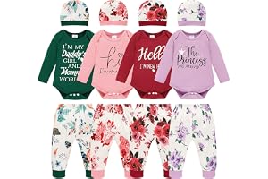 12Pcs Baby Girl Boy Outfits, Newborn Must‑Have Pants Set Layette Clothes | Unisex 12‑pcs romper pants set, 0‑6 Months. Long‑sleeve design, soft gentle fabric, for coming‑home & baby shower essentials