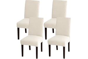 Turquoize Chair Covers Set of 4 Spandex Removable Kitchen Chair Covers Parson Chair Slipcover Chair Seat Covers for Dining Room, Hotel, Ceremony (4, Biscotti Beige)