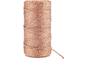 joycraft 110Yards Decorative Metallic Bakers Twine - Rose Gold Wrapping Twine String -Inelastic - Glitter String for Wedding 