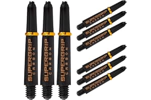 Harrows Darts 3 x Sets of Supergrip Carbon Dart Stems - 9 Dart Shafts in Total - Medium, Midi & Short (Gold, Short)