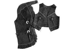 EQUITEM Children's Western Suede Leather Vest & Chaps Set with Fringe