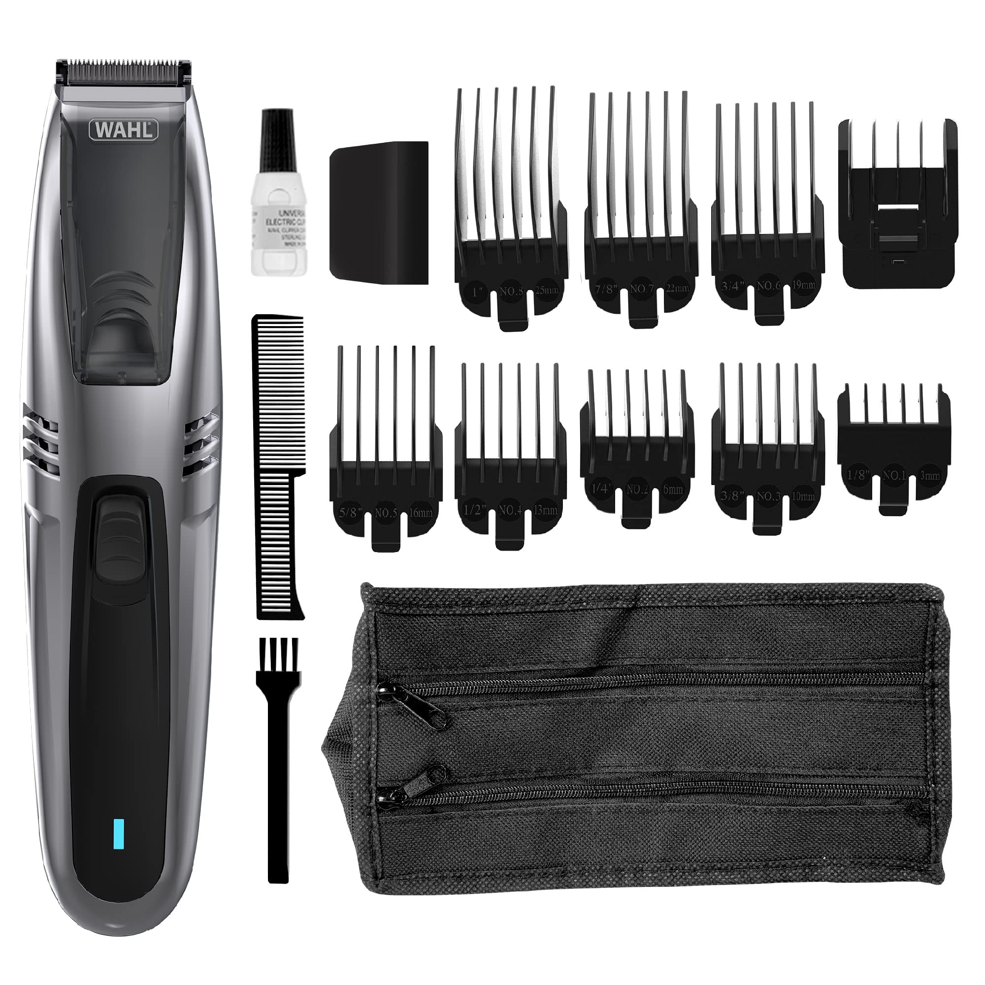 Wahl Beard Trimmer Men, 2-in-1 Vacuum Hair Trimmers, Mens Stubble Trimmer, Male Grooming Set, No Mess, Washable Heads, Powerful Suction, Cordless, Beard Trimming Kit for Men