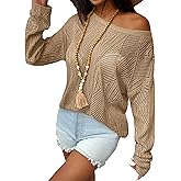 Zeagoo Crochet Tops for Women Off The Shoulder Sweaters Summer Long Sleeve Hollow Out Knit Beach Clothes S-XXL