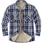 COOFANDY Men's Sherpa Lined Flannel Shirt Jacket Long Sleeve Button Up Fleece Plaid Shirts