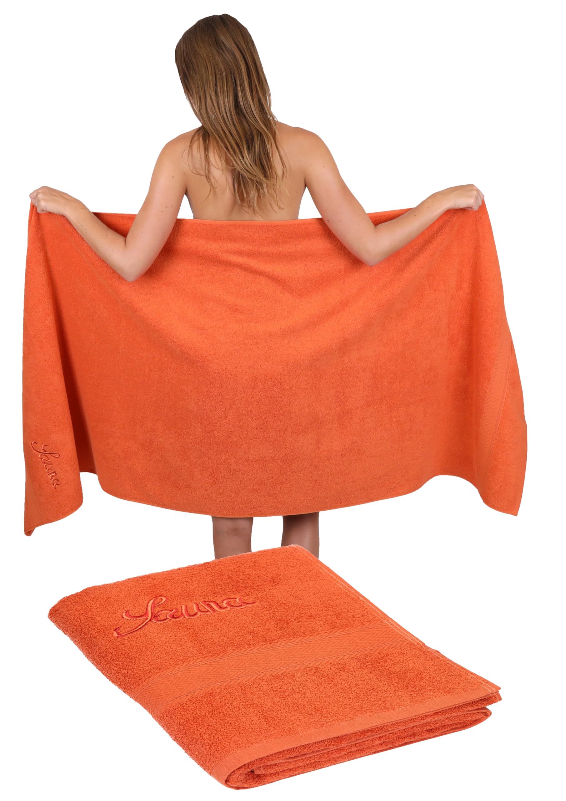 Betz 2 Piece Sauna Towel Set Bath Sheet FRANCE 100% Cotton size: 80x200 cm available in 6 color orange